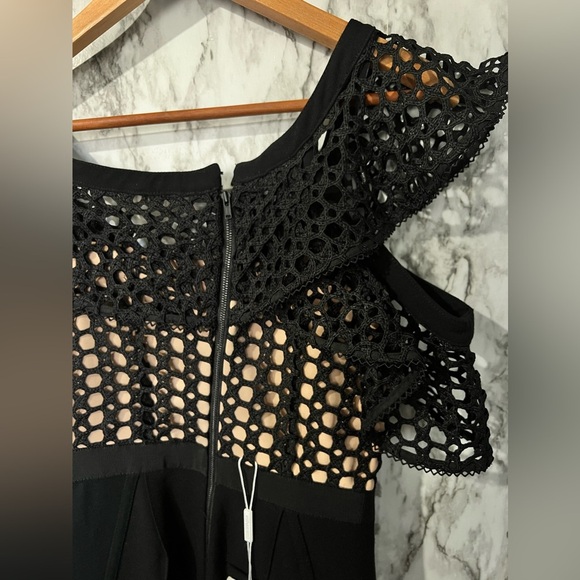 Self-Portrait Lace Frill Jumpsuit Black Size 2 - Picture 8 of 12